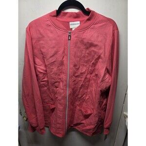 NWT Alfred Dunner Coral Pink Full Zip Light Jacket Plus Size 2X